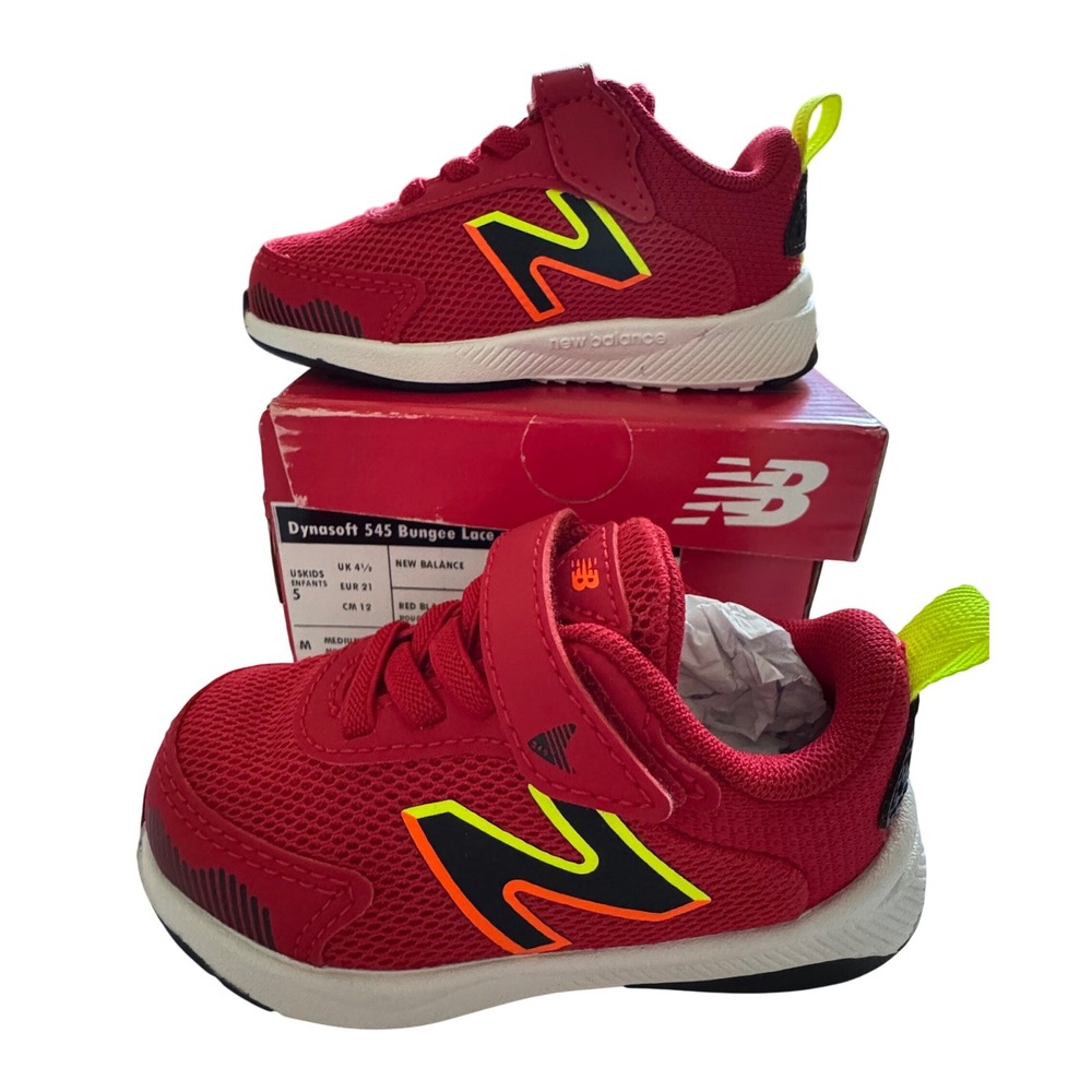 New Balance Kids Dynasoft 545 V1 Red Black Running Shoes Toddler Hook & Loop